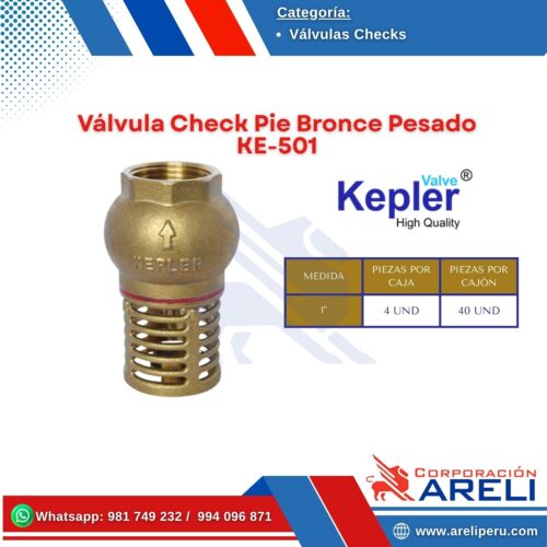 Válvula Check Pie Bronce Pesado KE-501 Kepler