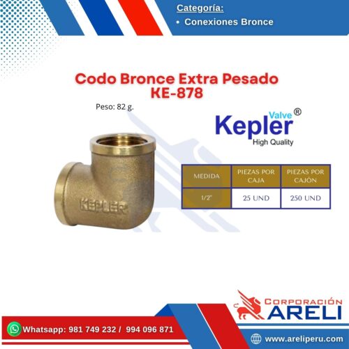 Codo Bronce Extra Pesado KE-878 Kepler