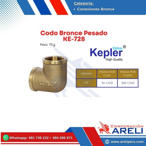 Codo Bronce Pesado KE-728 Kepler