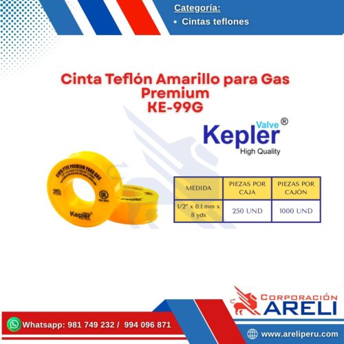 Cinta Teflón Amarillo para Gas Premium KE-99G Kepler