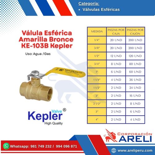 Válula Esférica Amarilla Bronce KE-103B Kepler