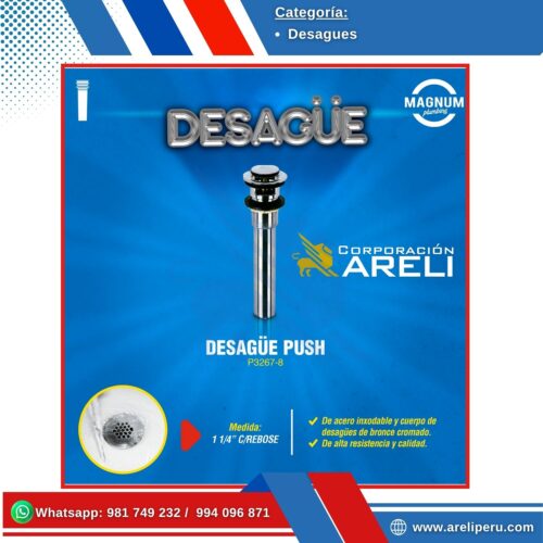 Desague Push de 1 1/4" con rebose Magnum