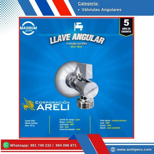 Llave Angular Cromada con filtro Magnum