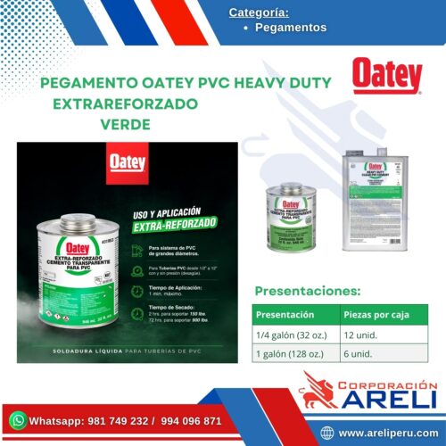PEGAMENTO OATEY PVC HEAVY DUTY EXTRAREFORZADO VERDE