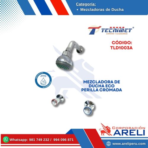 MEZCLADORA DE DUCHA ECO PERILLA CROMADA TECNIMET