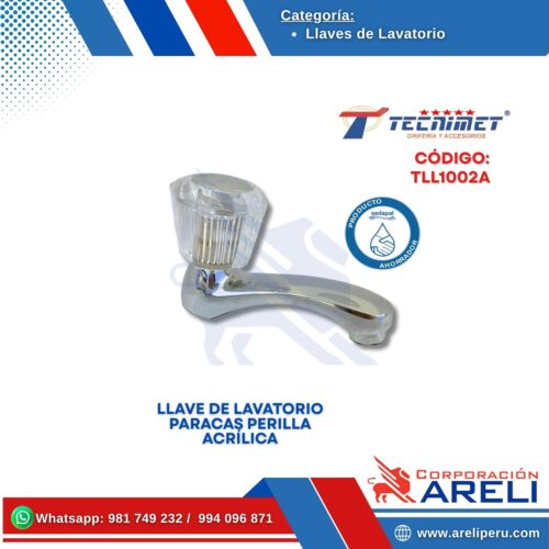 LLAVE DE LAVATORIO PARACAS PERILLA ACRÍLICA TECNIMET