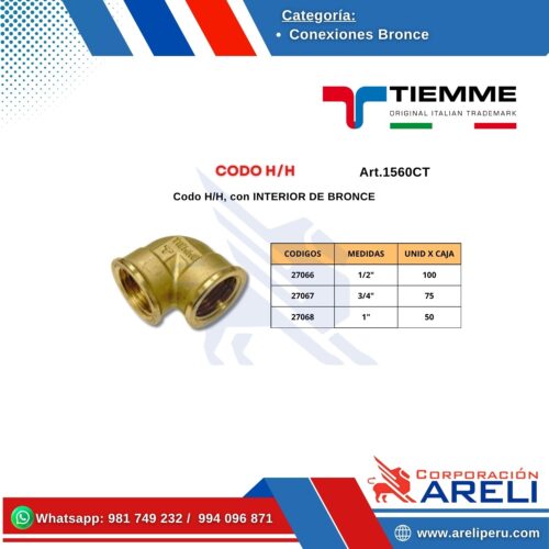 Codo Bronce H/H Tiemme