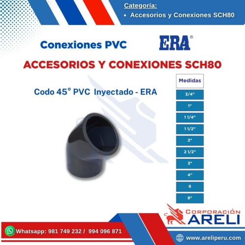 ACCESORIOS Y CONEXIONES PVC INYECTADO SCH80 - ERA