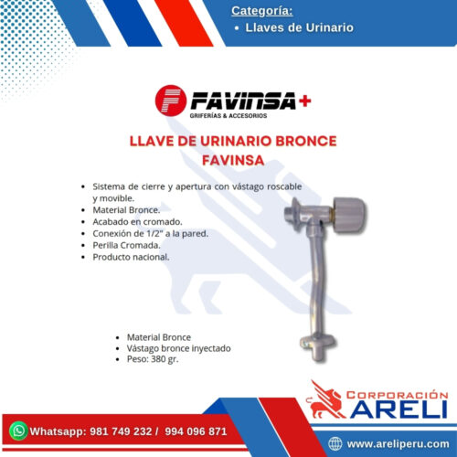 LLAVE DE URINARIO BRONCE FAVINSA