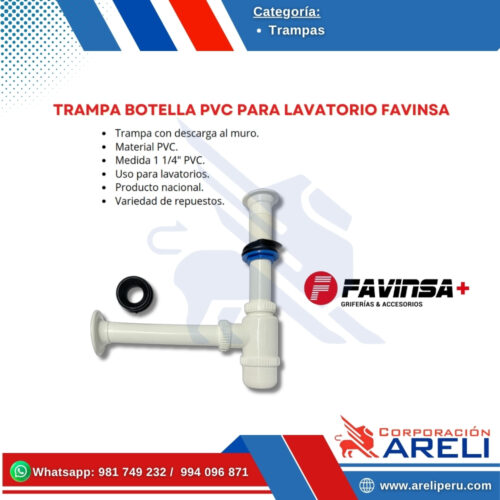 TRAMPA BOTELLA PVC PARA LAVATORIO FAVINSA