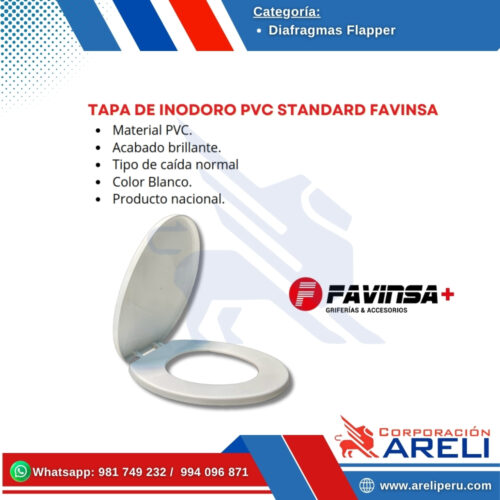 TAPA DE INODORO PVC STANDARD FAVINSA
