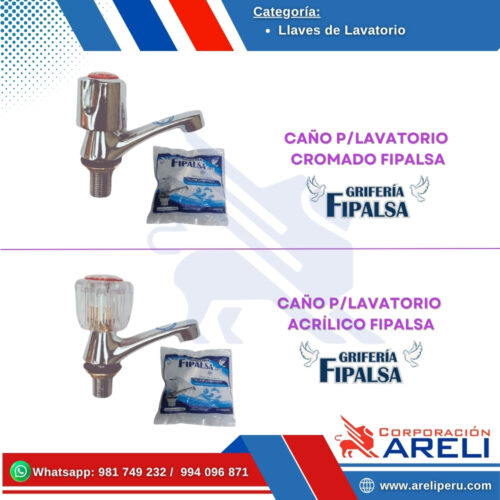 CAÑO P/LAVATORIO CROMADO Y ACRILICO FIPALSA