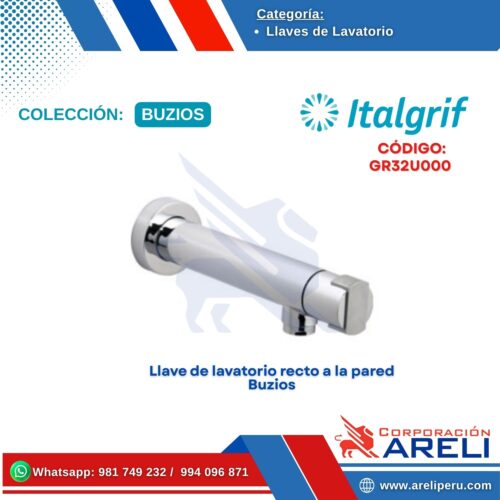 Llave de lavatorio recto a la pared Buzios - ITALGRIF