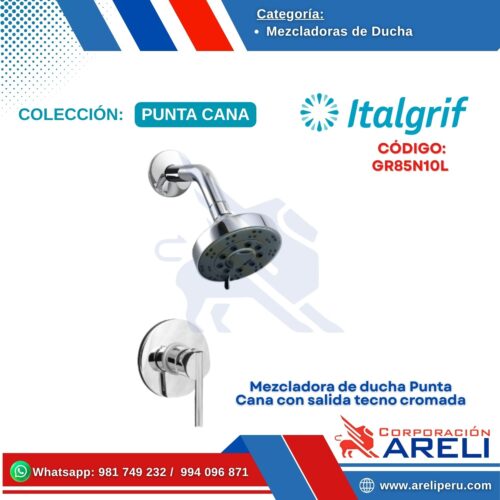 Mezcladora de ducha Punta Cana con salida tecno cromada - ITALGRIF