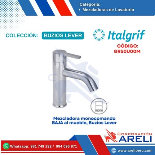 Mezcladora monocomando BAJA al mueble, Buzios Lever - ITALGRIF