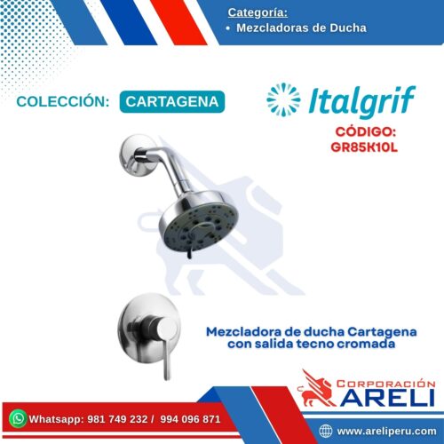 Mezcladora de ducha Cartagena con salida tecno cromada - ITALGRIF