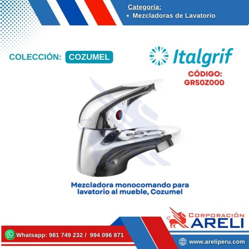 Mezcladora monocomando para lavatorio al mueble, Cozumel - ITALGRIF