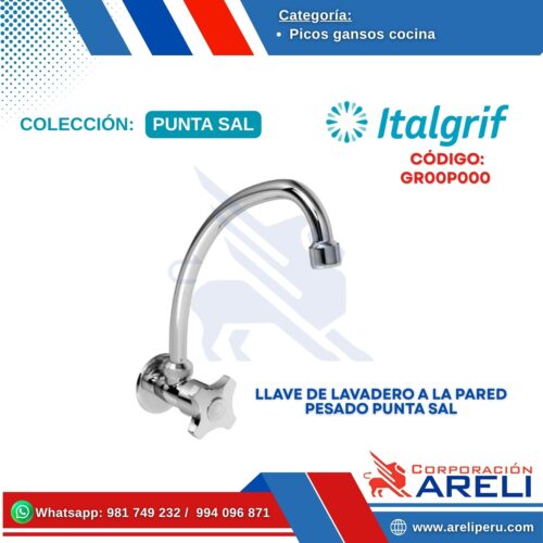 LLAVE DE LAVADERO A LA PARED PESADO PUNTA SAL - ITALGRIF