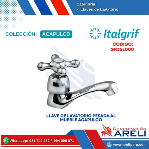 LLAVE DE LAVATORIO PESADA AL MUEBLE ACAPULCO - ITALGRIF