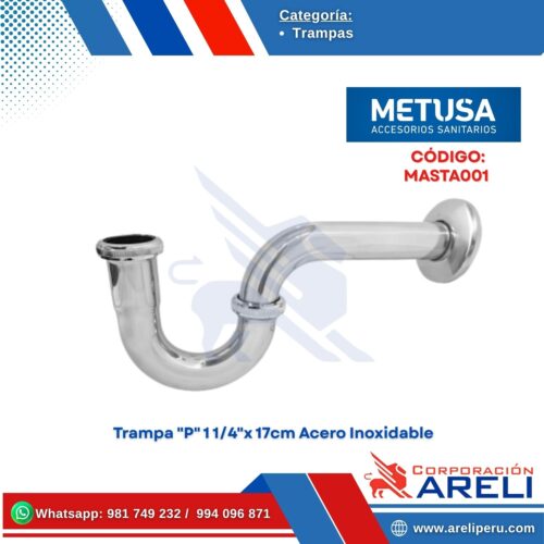 Trampa "P" 1 1/4"x 17cm Acero Inoxidable - METUSA