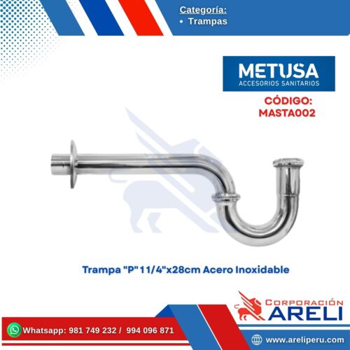 Trampa "P" 1 1/4"x28cm Acero Inoxidable - METUSA