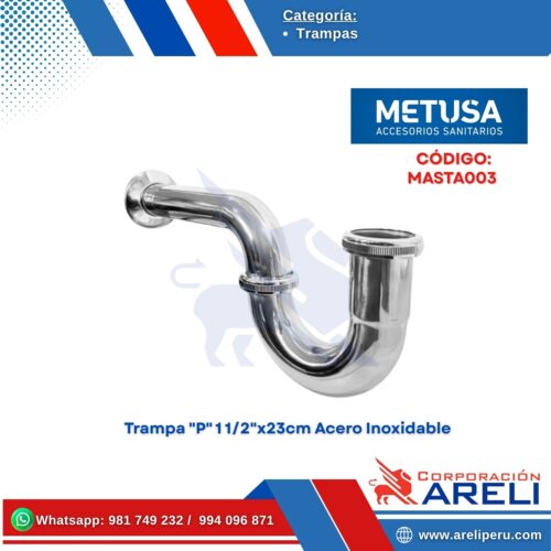 Trampa "P" 1 1/2"x23cm Acero Inoxidable - METUSA