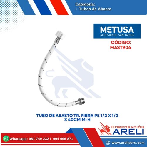 TUBO DE ABASTO TR. FIBRA PE 1/2" y 7/8" M-H (40cm)-METUSA