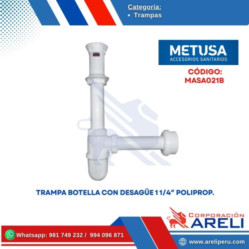 TRAMPA BOTELLA CON DESAGÜE 1 1/4″ POLIPROP. - METUSA