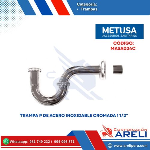 TRAMPA P DE ACERO INOXIDABLE CROMADA 1 1/2" - METUSA