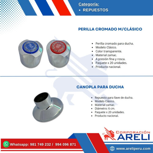 PERILLA CROMADO M/CLÁSICO Y CANOPLAS