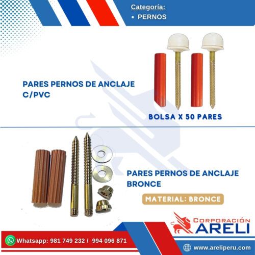 PERNOS DE ANCLAJE C/PVC Y BRONCE