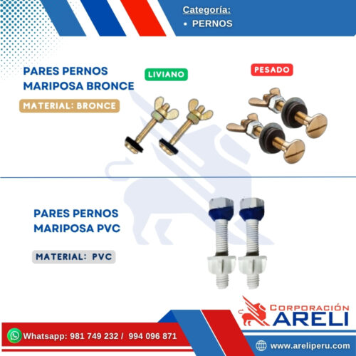 PERNOS MARIPOSA BRONCE Y PVC
