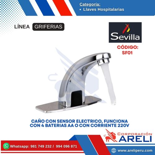 CAÑO CON SENSOR ELECTRICO, FUNCIONA CON 4 BATERIAS AA O CON CORRIENTE 220V SEVILLA