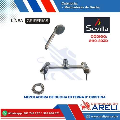 MEZCLADORA DE DUCHA EXTERNA 8" CRISTINA SEVILLA