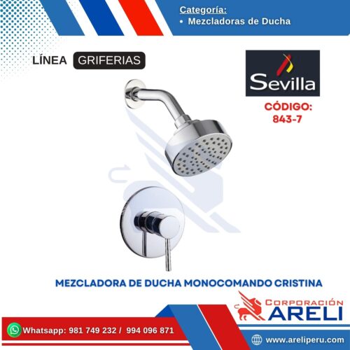 MEZCLADORA DE DUCHA MONOCOMANDO CRISTINA SEVILLA