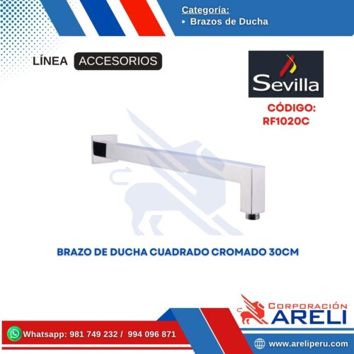 BRAZO DE DUCHA CUADRADO BLACK 30CM RF1020B SEVILLA