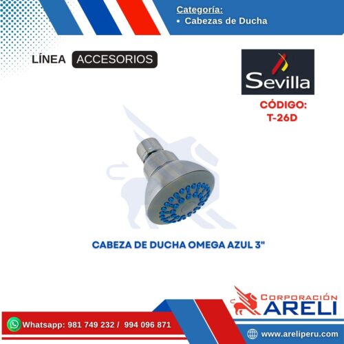 CABEZA DE DUCHA OMEGA AZUL 3" SEVILLA