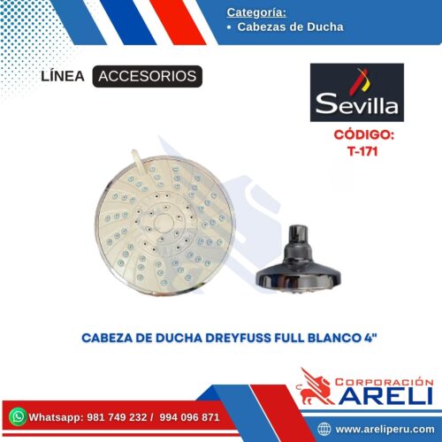 CABEZA DE DUCHA DREYFUSS FULL BLANCO 4" SEVILLA