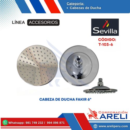 CABEZA DE DUCHA FAKIR 6" SEVILLA