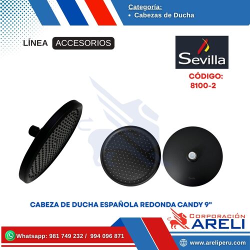 CABEZA DE DUCHA ESPAÑOLA REDONDA CANDY 9" SEVILLA