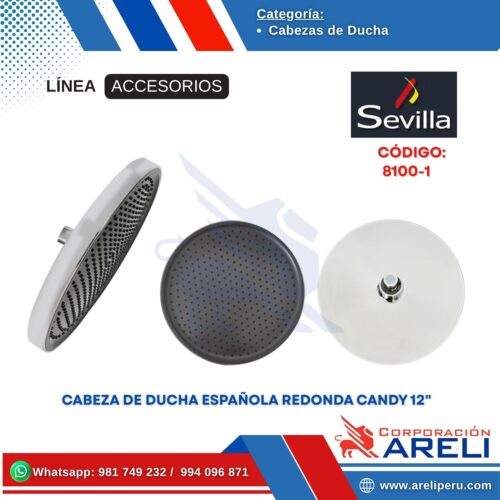 CABEZA DE DUCHA ESPAÑOLA REDONDA CANDY 12" SEVILLA