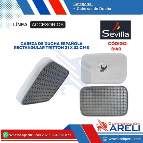 CABEZA DE DUCHA ESPAÑOLA RECTANGULAR TRITTON 21 X 32 CMS SEVILLA