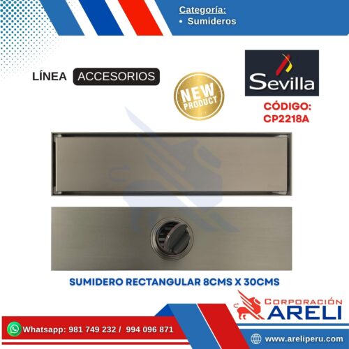 SUMIDERO RECTANGULAR 8CMS X 30CMS SEVILLA