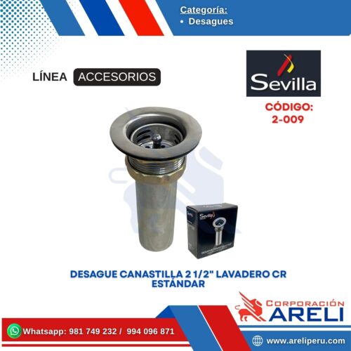 DESAGUE CANASTILLA 2 1/2" LAVADERO CR ESTÁNDAR SEVILLA