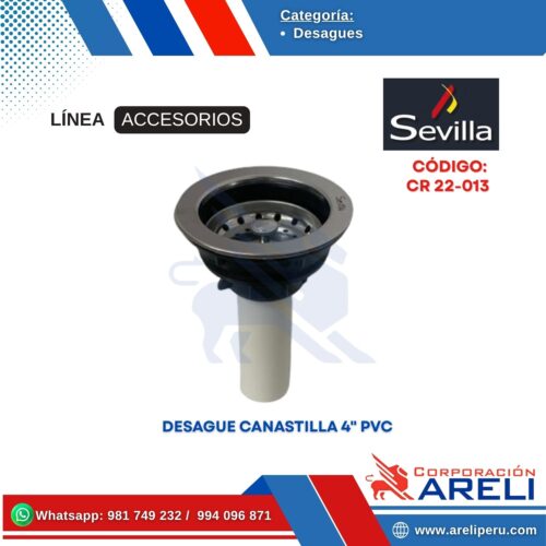 DESAGUE CANASTILLA 4" PVC SEVILLA