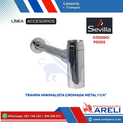 TRAMPA MINIMALISTA CROMADA METAL 1 1/4" SEVILLA