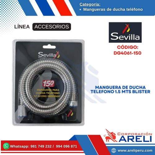 MANGUERA DE DUCHA TELEFONO 1.5 MTS BLISTER SEVILLA