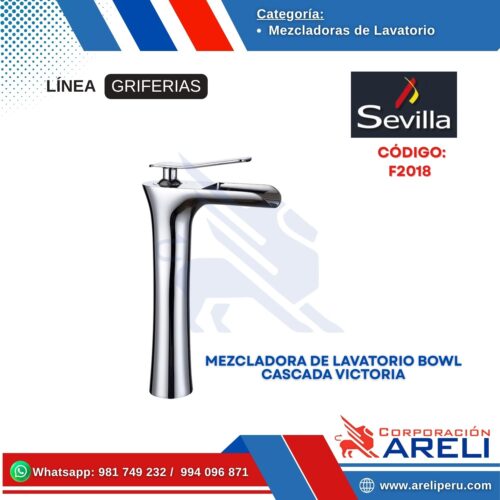 MEZCLADORA DE LAVATORIO BOWL CASCADA VICTORIA- SEVILLA