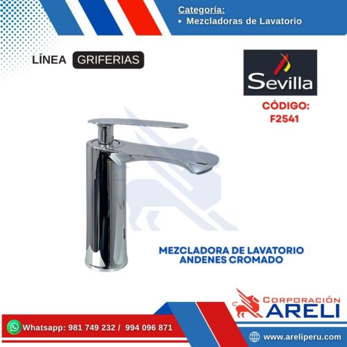 MEZCLADORA DE LAVATORIO ANDENES CROMADO- SEVILLA