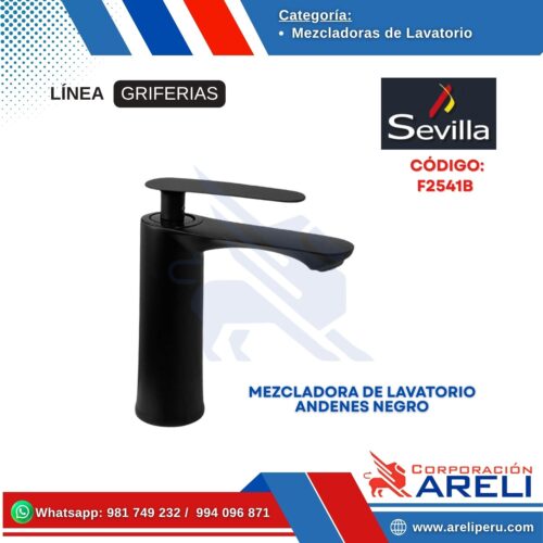 MEZCLADORA DE LAVATORIO ANDENES NEGRO- SEVILLA